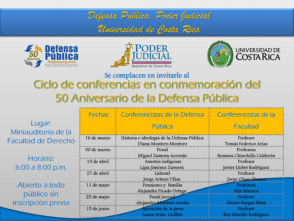 Afiche Ciclo de Conferncias del 50 Aniversario de la Defensa Pública