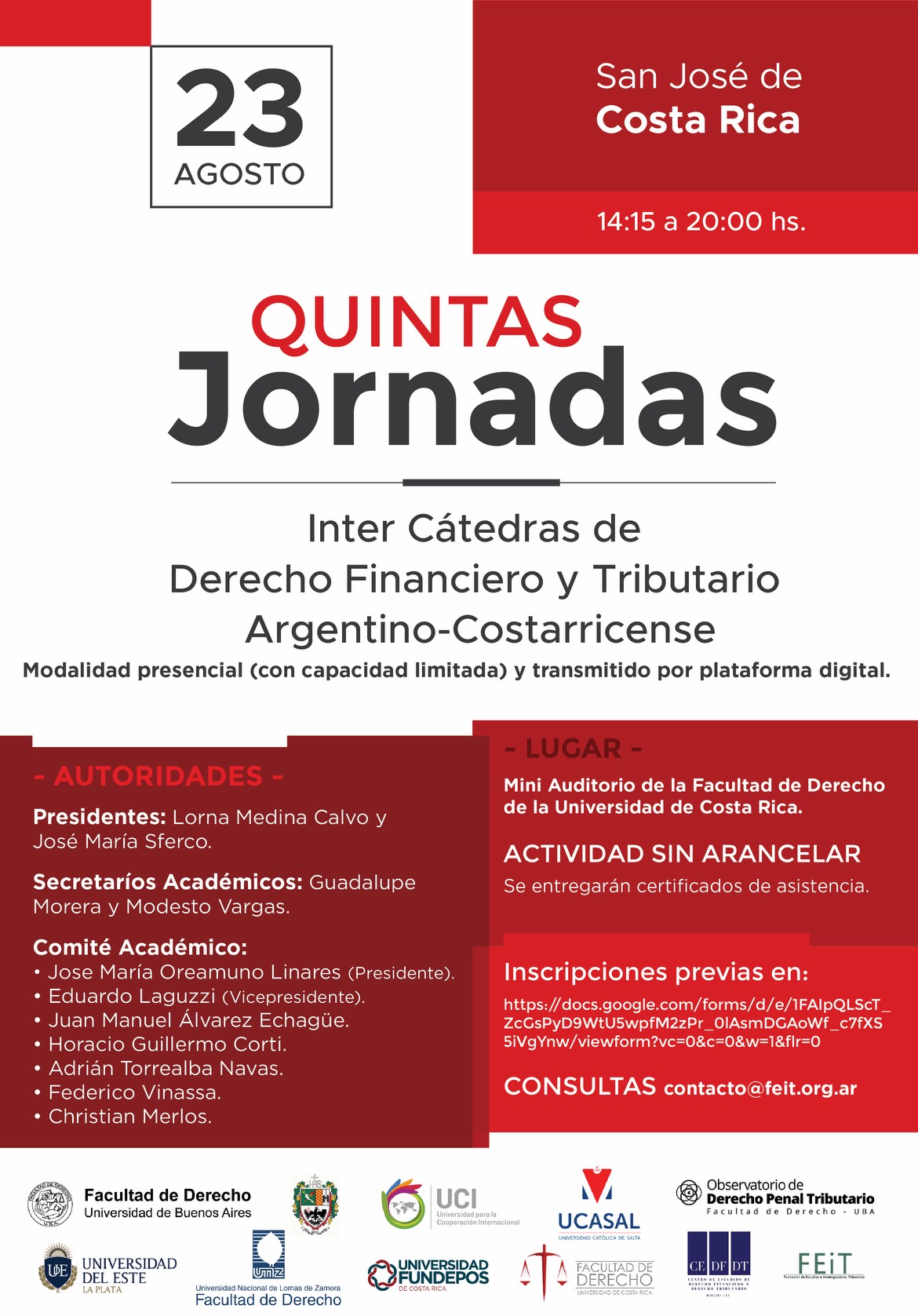 Información del evento Quintas Jornadas